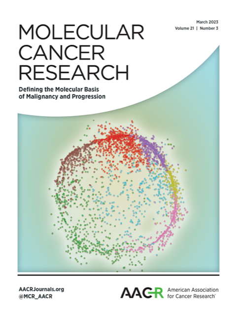 Molecular Cancer Research, March 2023 issue cover, which features the 62-gene colorectal panel paper.